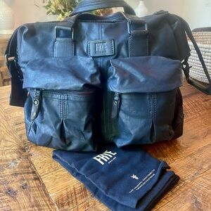 Like-New FRYE Black Canvas and Leather Work/Travel Bag